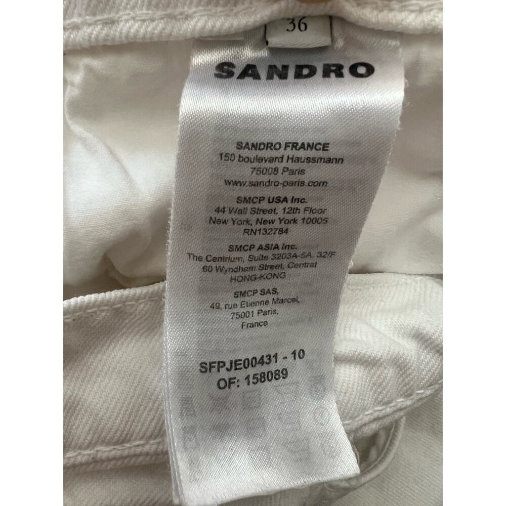 Sandro Paris Women’s White Blanc Denim High Waisted Straight Leg Jeans Size 36 - Picture 6 of 12